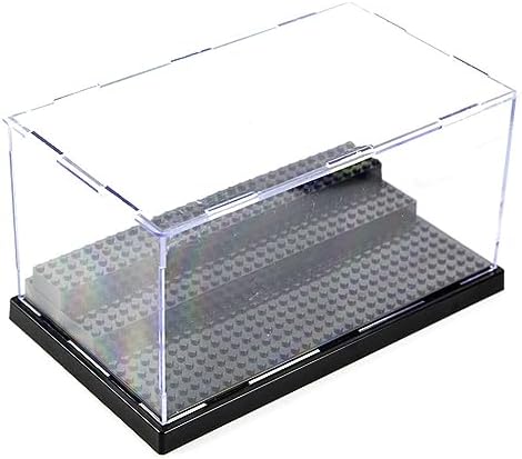 Minifigure Display Case for Action Figures Blocks, Dustproof Acrylic Display Box with 3 Movable Steps for Collection