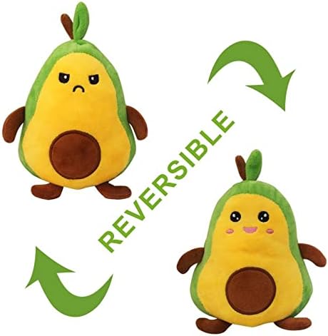 Avocado Reversible Mood Plushie Stuffed Animal - Double-Sided Green and Yellow - Show Your Mood Without Saying a Word