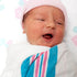 Linteum Textile 3-Pack Receiving Hospital Baby Blankets, 100% Cotton, Classic White with Blue & Pink Stripes (30x40 in)