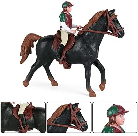 People Horse Riding Figurine Set of 2 Realistic Riding Action Figures for Farm Animal