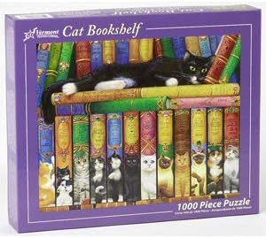 Cat Bookshelf Jigsaw Puzzle 1000 Piece by Vermont Christmas Company