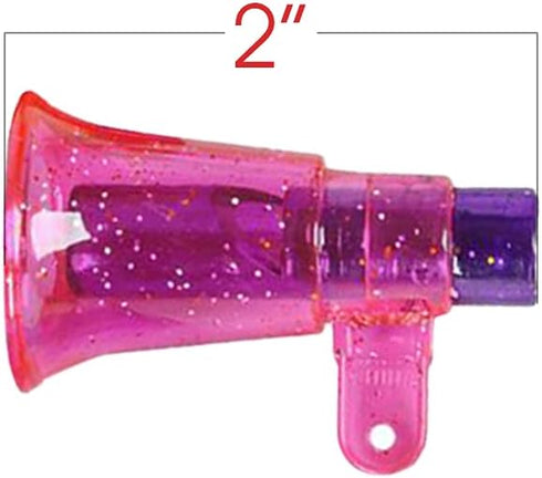 ArtCreativity Mini Glitter Megaphone Whistles, Set of 12 Fun Noisemaker Toys, Cute Birthday Party Favors for Kids