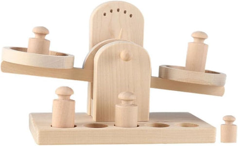 iplusmile Wooden Scale Montessori Math Materials Weighing Scale Set for Preschool Educational Learning