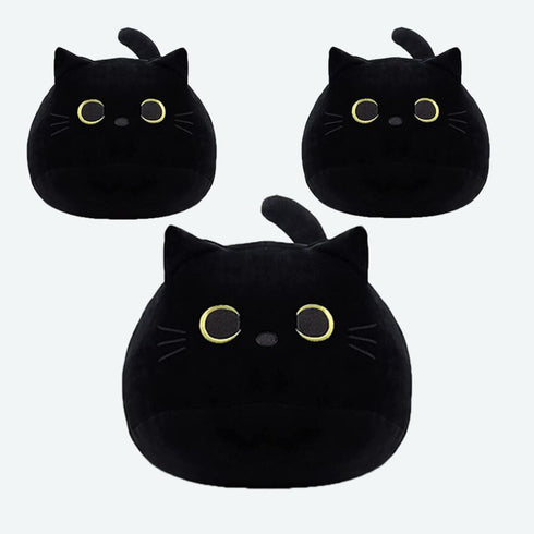Mini Cat Stuffed Animal, Cute Plush Doll Toy Gift for Girls Boys, 3 Pieces (3 Black Cats)