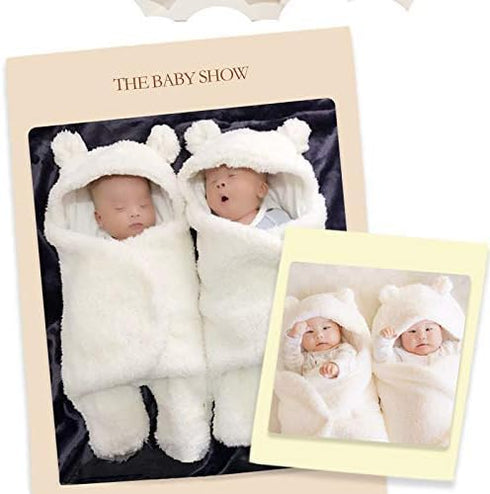 Baby Swaddle Blanket, Cute Cotton Plush Receiving Wraps for Boys Girls, Soft Newborn Sleeping for 0-6 Months