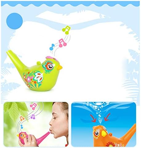 1Pcs Coloured Drawing Water Bird Whistle, Bathtime Musical Toy for Kids, Early Learning Instrument