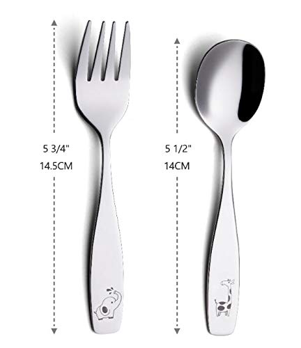 ANNOVA Kids Silverware Set, 6 Pieces Stainless Steel Flatware for Children, 3 Forks & 3 Spoons, Safari Animals Etched