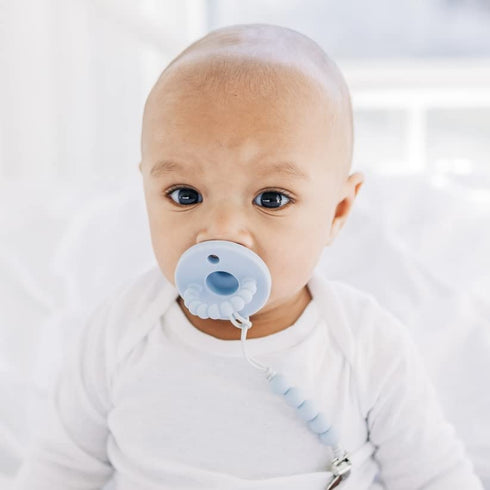 Ryan & Rose Blue Cutie PAT Pacifier Teether - Slant Design for Soothing Relief