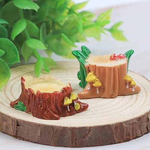 16 PC Miniature Creative Simulation Tree Stump Ornaments: Perfect for Home Art Sculpture and Dollhouse Decorations