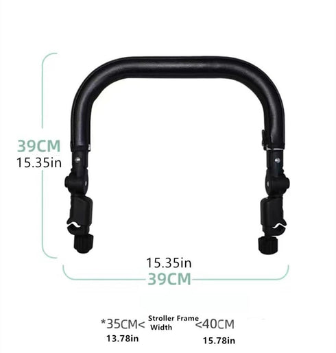 Universal Baby Stroller Bumper Bar, Adjustable Armrest Handle with Black PU Leather Cover