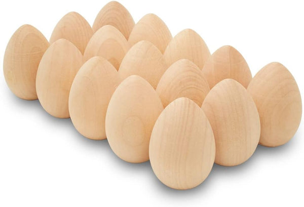 Fake Eggs to Paint, Pack of 50 Smooth Standable Wooden Eggs for