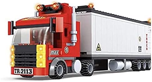 General Jim's Big Red Semi-Truck Building Blocks Vehicle | Compatible with Lego and Major Brick Brands