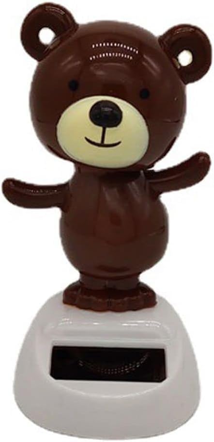 Brown Solar Dancing Bear Toy - Solar Powered Dancing Figurine for Car Dashboard Decor
