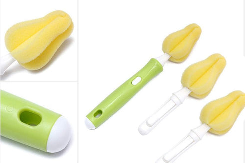 AKOAK 1 Pack Baby Nipple Brush Cleaning Set, Rotates Freely to Replace Head Sponge Bottle Brush
