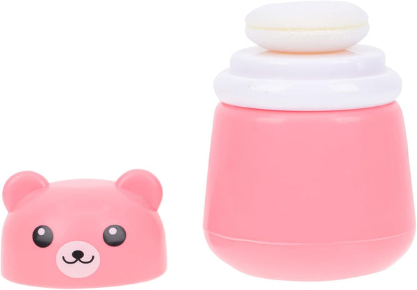 OSALADI Baby Powder Bottle: Cartoon Bear Powder Puff Box, Infant Loose Powder