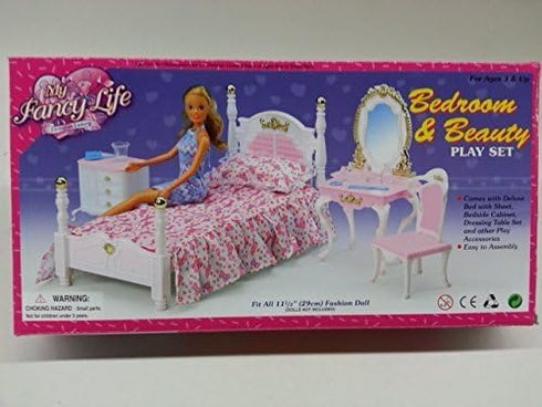 Dollhouse Furniture Bed Room and Beauty Play Set
