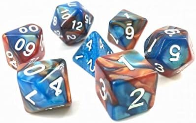 HD Polyhedral Dice Sets D&D Dice for Dungeon and Dragons RPG Role Playing Games 7 Dice Set (Blue+Golden)