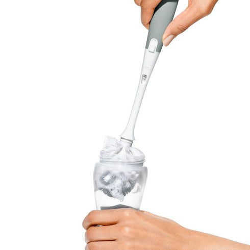 2-Pack OXO Tot Bottle Brush with Nipple Cleaner and Stand Gray