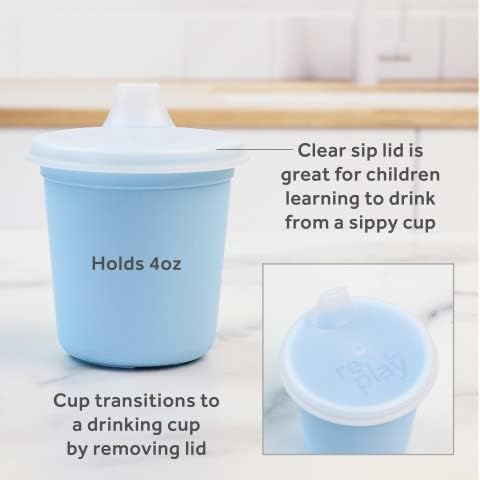 5pc Set Re-Play Tiny Dining Feeding Supplies for Babies and Toddlers, Includes Food Tray, Cup, Bowl, Utensils, Made