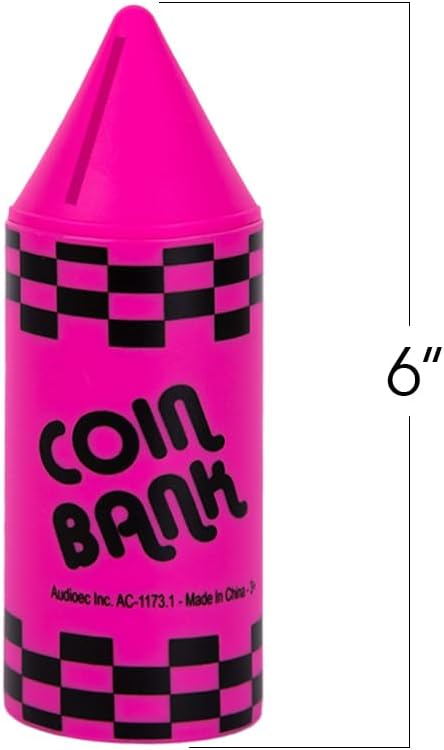 Set 12, 4 6 Inch ArtCreativity Crayon Piggy Bank for Kids, of Fun Money Saving Coin Banks for Loose Change, Vibrant