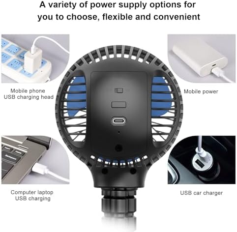 3 360Rotate, HomeLifairy Portable Stroller Fan, USB or Rechargeable Battery Operated with Speeds and Cooling Clip On