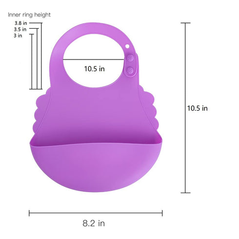 7 Pack Silicone Baby Bibs for Babies & Toddlers (6-72 Months), Plastic Adjustable Fit Waterproof Feeding, Easy Wipe Clean, Soft, Unisex, Pouch Non Messy Boys Girls Eating Drink (7 Colors)