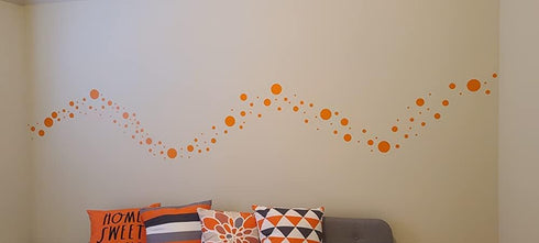 Set of 100 Orange Vinyl Wall Decals - Assorted Polka Dots Stickers - Removable Adhesive for Nursery Kids Room Decor