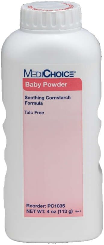 MediChoice Baby Powder, Talc-Free, Food-Grade Cornstarch, 4 Ounce (Box of 12)