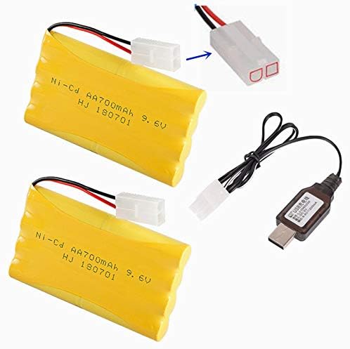 9.6V 700mAh Ni-Cd AA Battery Pack, Rechargeable with Standard Tamiya Connector for Remote Control Toys