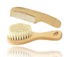 PomPerfect Set Natural Soft Newborn Baby Brush Goat Hair Bristles with Eco-Friendly Wood Handle | Wooden Infant Cutie