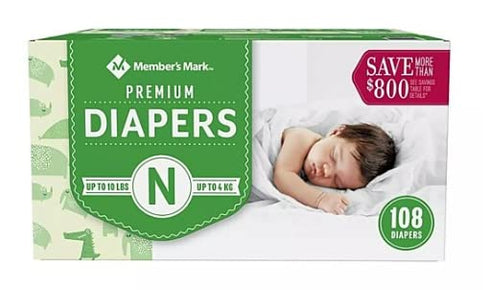 MEMBERS MARK Member's Mark Premium Newborn Diapers (Netcount 108 Diapers ),, 108Count ()