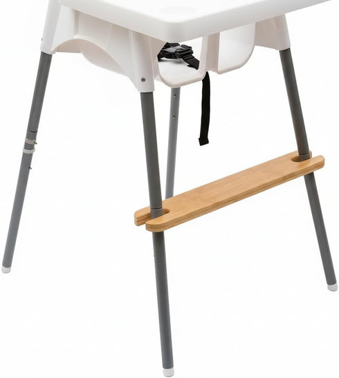 PandaEar High Chair Footrest for IKEA Antilop, Adjustable Height Natural Bamboo Wooden Footrest with Rounded Corners