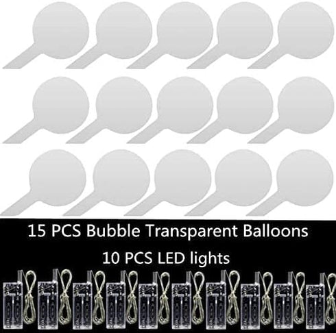 Yongxiang 10 PACKS LED Bobo Balloons,Transparent LED Light Up Balloons,Helium Style Glow Bubble Balloons with String