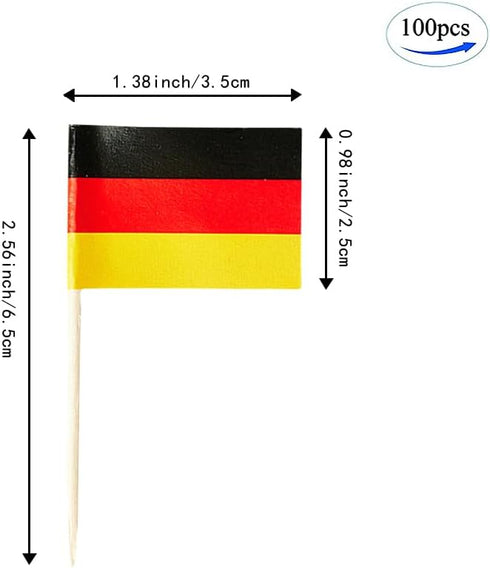 German Flag, Mini Toothpick Flags for Food, Cupcakes, Cocktails, and Party Decorations