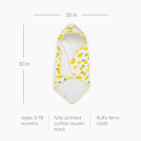 Little Unicorn Soft Cotton Hooded Bath Towel for Infants - Lemon Design