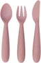 ezpz Happy Utensils for 24 Months+, BPA Free Toddler Fork, Spoon and Knife for Self-Feeding Development