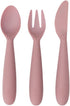 ezpz Happy Utensils for 24 Months+, BPA Free Toddler Fork, Spoon and Knife for Self-Feeding Development
