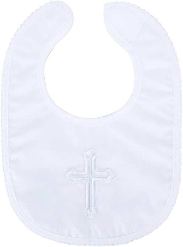 KESICI Baptism Bib for Baby Boy and Girls - Soft Cotton Adjustable Christening
