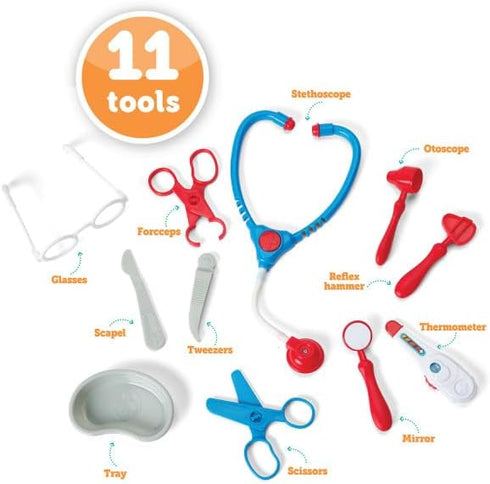 Kidoozie My First Doctor's Kit - 12 Piece Pretend Play Toy with Carrying Case for Toddlers Ages 3 and Up