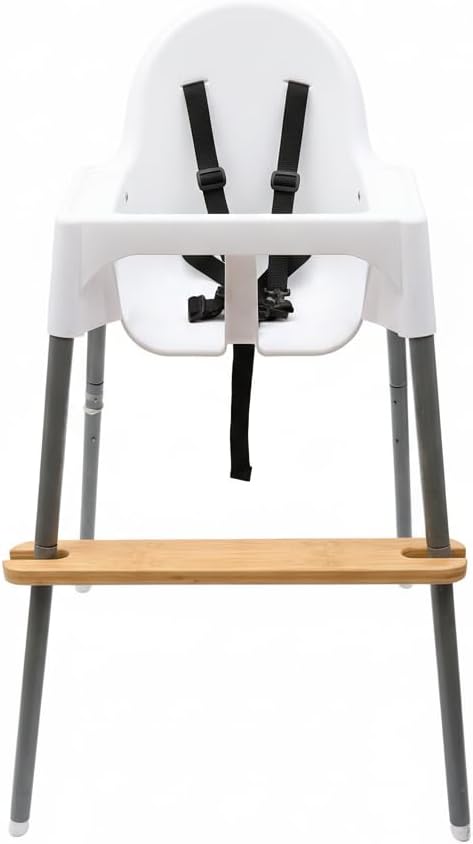 PandaEar High Chair Footrest for IKEA Antilop, Adjustable Height Natural Bamboo Wooden Footrest with Rounded Corners