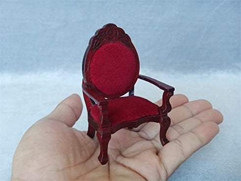 Dollhouse Couch Miniature Chair, 1:12 Wood Retro Vintage Upholstered Victorian Armchair