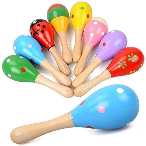 Mini Wooden Maracas Rattles, Egg Shaker Kids Musical Party Favor, Kid Baby Shaker Sand Hammer Toy