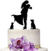 Wedding Cake Toppers, Bride and Groom with Two Pet Dogs, Black Color Acrylic Silhouette for Wedding Party Engagement