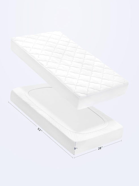 2-Pack 28"x52" 14", SLEEP ZONE Waterproof Crib Mattress Protector Pad - Quilted, Fitted Baby Mattress Cover - Soft