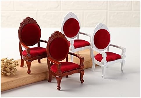 Dollhouse Couch Miniature Chair, 1:12 Wood Retro Vintage Upholstered Victorian Armchair