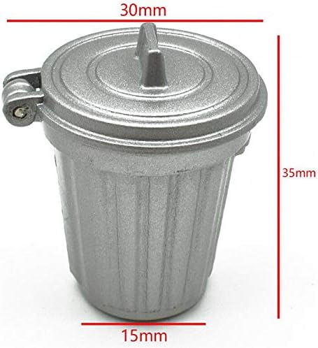 Adult Scene DIY 1:12 Dollhouse Miniature Furniture, Silver Trash Can Garbage Bin (30mm width, 26mm height, 35mm)