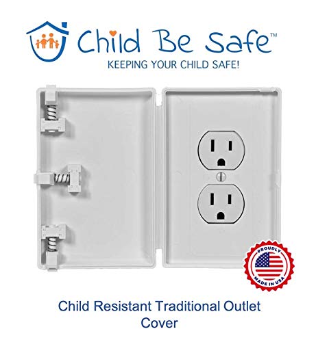Baby Toddler Pet Resistant Electrical Safety Cover Guard for Home and Business, Made in USA, Traditional Outlet (1 Count, White)