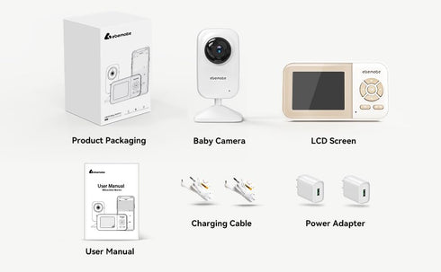 ebemate Video Baby Monitor Camera, 2.8" LCD Screen, No Glow Night Vision, 2-Way Talk, 1200FT Range EBE28