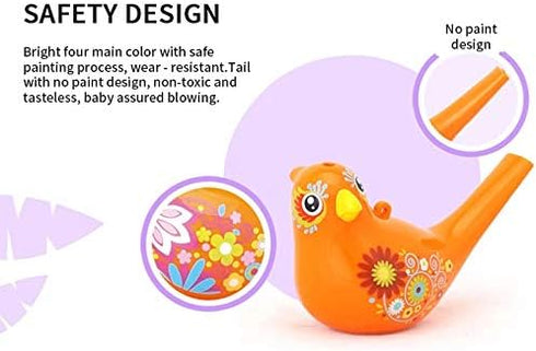 1Pcs Coloured Drawing Water Bird Whistle, Bathtime Musical Toy for Kids, Early Learning Instrument