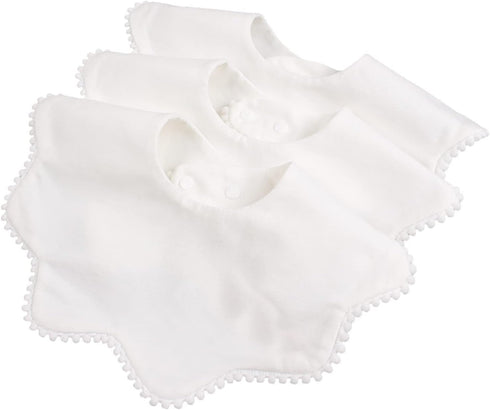 Bamery Baby Bandana Bibs, White Cotton Drool Bibs for Teething and Drooling, Absorbent for Boy Girl